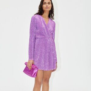 STINE GOYA Purple Sequin Mini Dress NWT Sz XXS